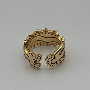 Gold Color Ring Size 5 - Keith Haring inspired design